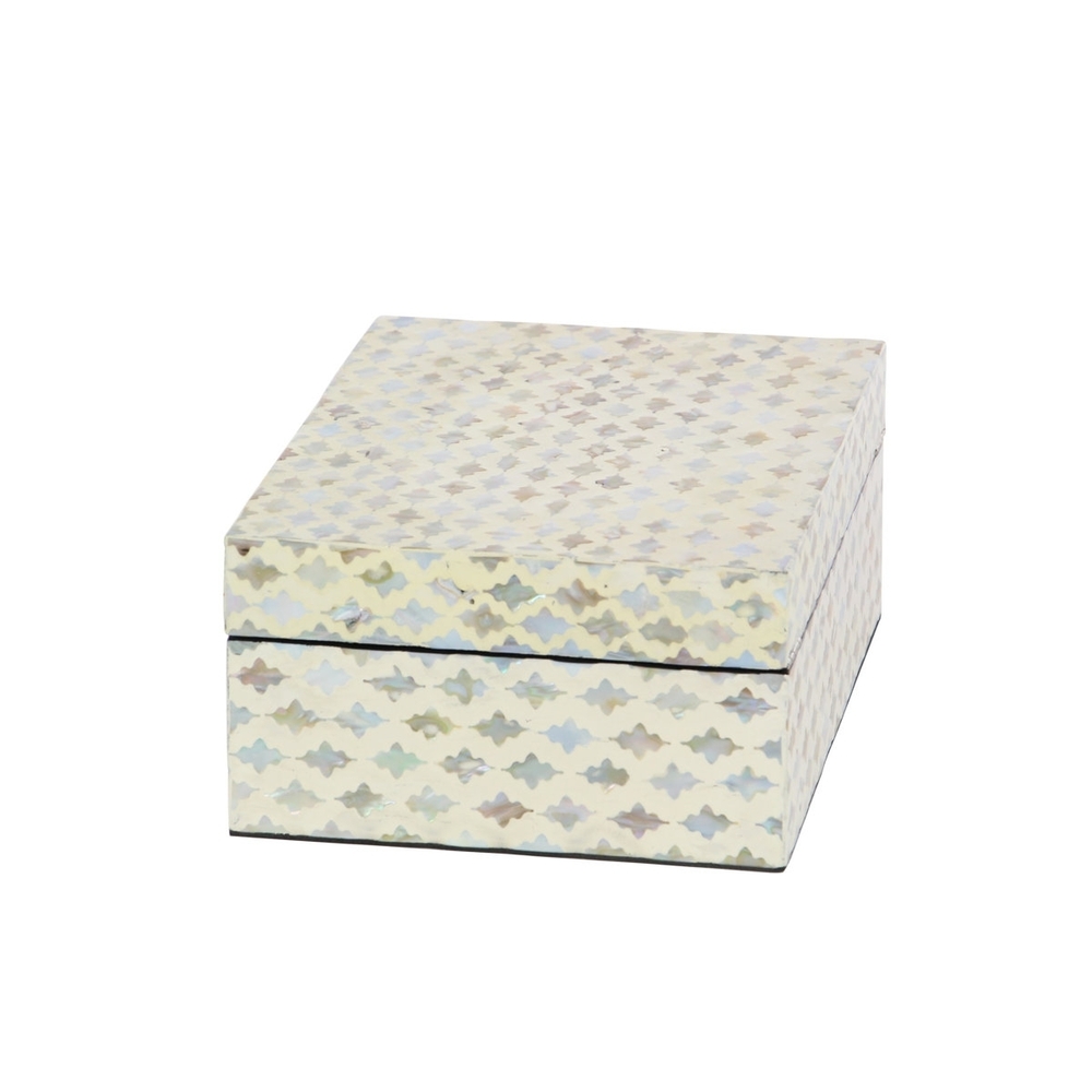 Cream Patterned Decorative Storage Box by - Picture 2 of 6